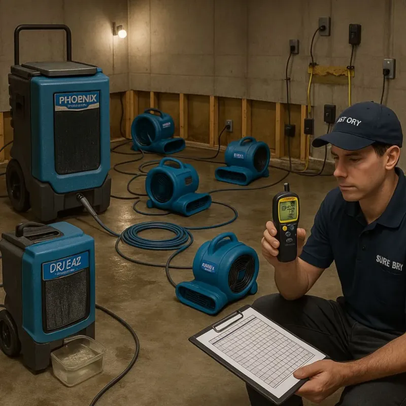 Structural Drying and Dehumidification process in Channel Lake, IL